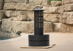 HY-C Tall Vertical Fire Tower Wood Fire Column 27 in. H x 13.5 in. W x 13.5 in. D Steel