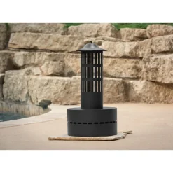 HY-C Tall Vertical Fire Tower Wood Fire Column 27 in. H x 13.5 in. W x 13.5 in. D Steel