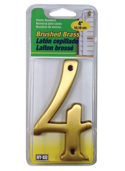 Hy-Ko 4 in. Brass Gold 4 Number Nail-On (Pack of 3)