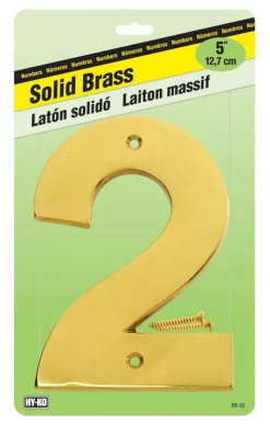 Hy-Ko 5 in. Gold Brass Screw-On Number 2 1 pc