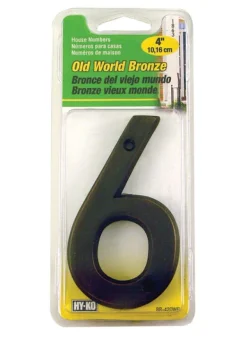 Hy-Ko 4 in. Metal Bronze 6 Number Nail-On (Pack of 3)
