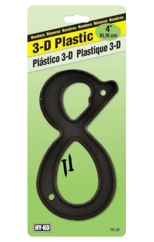 Hy-Ko 4 in. Plastic Nail-On Number 8 1 pc. Black
