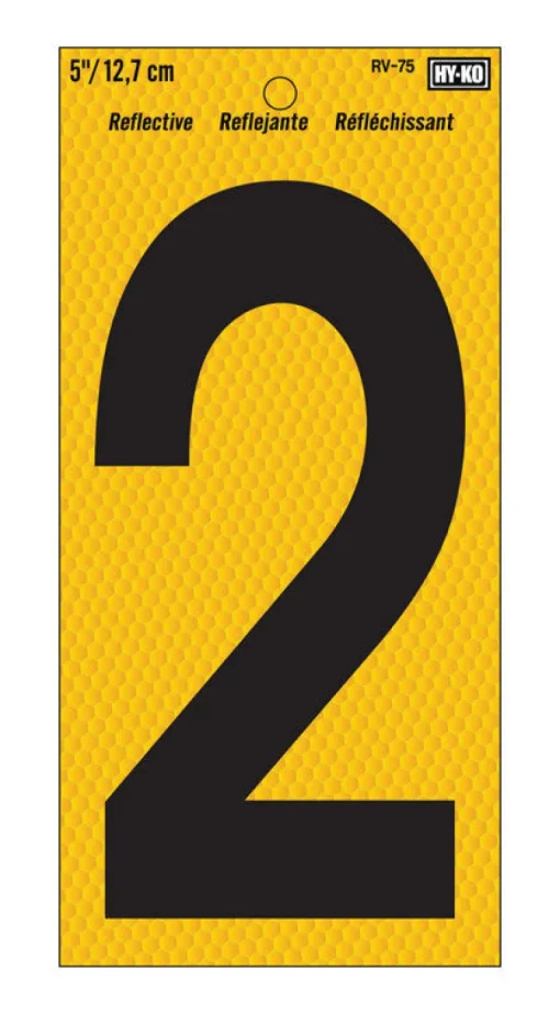 Hy-Ko 5 in. Reflective Vinyl Black 5 Number Self-Adhesive