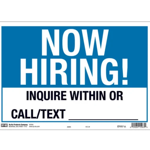 Hy-Ko English Blue Help Wanted Sign 9 in. H x 13 in. W