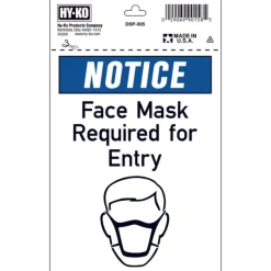 Hy-Ko English White Mask Needed Sign 7 in. H x 5 in. W