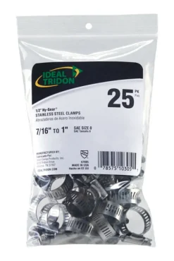 Ideal Tridon Hy Gear 3/8 in to 7/8 in. SAE 6 Silver Hose Clamp Stainless Steel Band