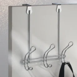 iDesign 11 in. L Chrome Silver Steel Medium Classico Over-the-Door 3-Hook Rack 1 pk