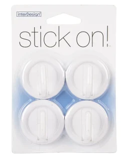 iDesign 1 in. L White Plastic Small stick on Hook 4 pk