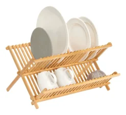 iDesign Brown Bamboo Dish Drying Rack