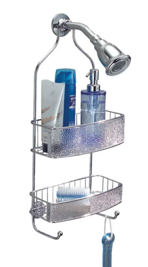iDesign Bubbli 21.75 in. H X 10.25 in. W X 5.5 in. L Clear/Silver Shower Caddy