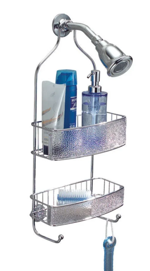 iDesign Bubbli 21.75 in. H X 10.25 in. W X 5.5 in. L Clear/Silver Shower Caddy