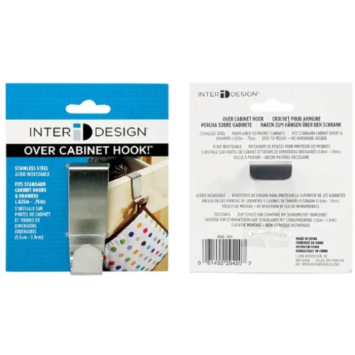 iDesign Forma 3-1/4 in. L Brushed Nickel Silver Stainless Steel Small Over the Cabinet Hook 1 pk