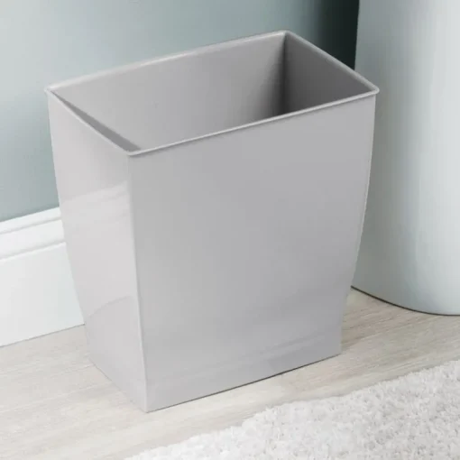 iDesign Mono 2.5 gal Gray Plastic Rectangular Wastebasket