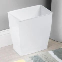 iDesign Mono 2.5 gal White Plastic Rectangular Wastebasket