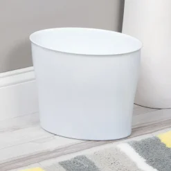iDesign Nuvo White Plastic Oval Wastebasket