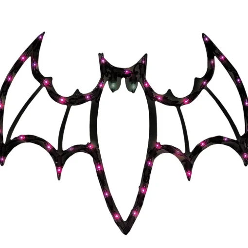 Impact Innovations Light Purple Prelit Bat Silhouette Halloween Decor 18.5 H x 13.5 W in.