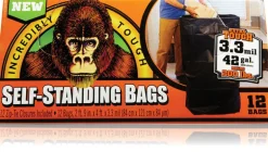 Incredibly Tough Self Standing Bags 1197832 42 Gallon Black Self-Standing Gorilla Bag 12 Count