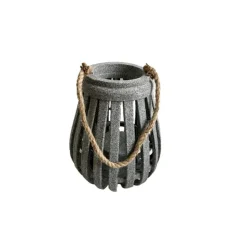 Infinity 13 in. Wood Cement Look Hanging Lantern Gray (Pack of 4)