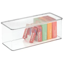 InterDesign 67530 5.5" X 13.3" X 5" Clear Kitchen Binz Stackable Storage Box With Lid (Pack of 6)