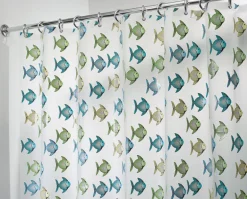 InterDesign 72 in. H x 72 in. W Blue/Green Fish Shower Curtain Vinyl (Pack of 2)