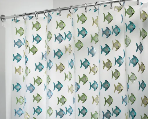 InterDesign 72 in. H x 72 in. W Blue/Green Fish Shower Curtain Vinyl (Pack of 2)