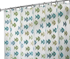 InterDesign 72 in. H x 72 in. W Blue/Green Fish Shower Curtain Vinyl (Pack of 2)