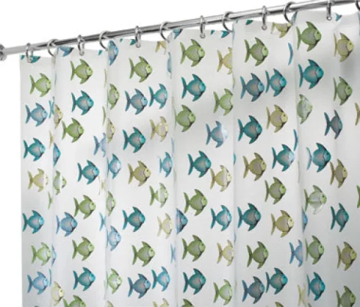 InterDesign 72 in. H x 72 in. W Blue/Green Fish Shower Curtain Vinyl (Pack of 2)