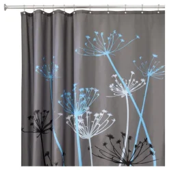 InterDesign 72 in. H x 72 in. W Gray Thistle Shower Curtain (Pack of 2)