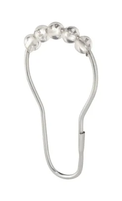 InterDesign Chrome Silver Metal Roller Shower Curtain Rings (Pack of 6)