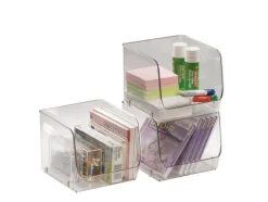 InterDesign Clear Plastic Stackable Storage Bin 6 L x 5.25 H x 6.25 W in.