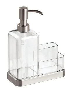 InterDesign Forma Clear Stainless Steel Soap and Sponge Caddy