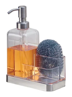 InterDesign Forma Clear Stainless Steel Soap and Sponge Caddy
