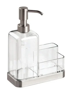 InterDesign Forma Clear Stainless Steel Soap and Sponge Caddy