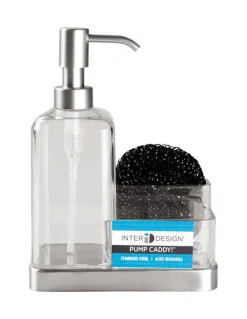 InterDesign Forma Clear Stainless Steel Soap and Sponge Caddy