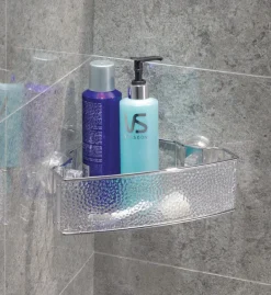 InterDesign Shower Basket 3.3 in. H x 1.7 in. W x 10 in. L Polished Chrome Clear Steel (Pack of 4)