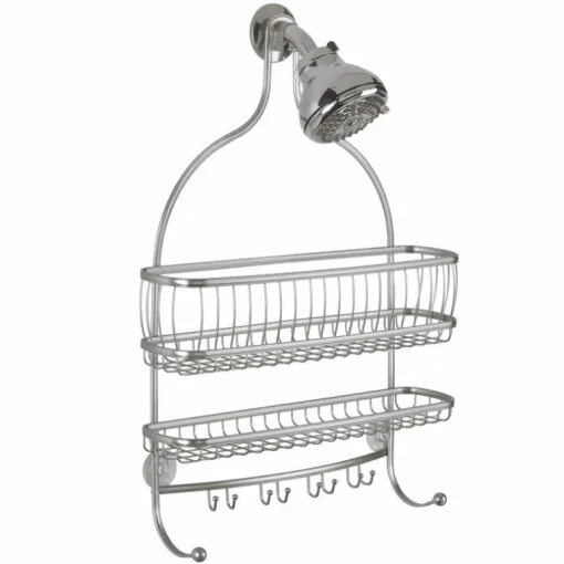 InterDesign York Lyra Jumbo 4 in. H x 15 in. W x 21 in. L Satin Nickel Silver Shower Caddy