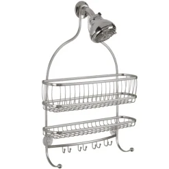 InterDesign York Lyra Jumbo 4 in. H x 15 in. W x 21 in. L Satin Nickel Silver Shower Caddy