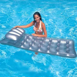 Intex Silver Vinyl Adult Inflatable 18-Pocket Suntanner Pool Floating Lounger 74 L x 28 W in.