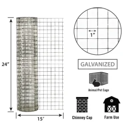 IronRidge 24 in. H X 15 ft. L Galvanized Steel Welded 1 in. X 1 in. in.