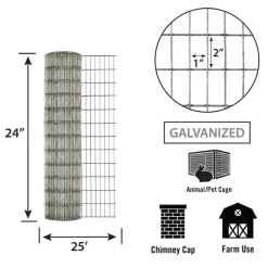 IronRidge 24 in. H X 25 ft. L Galvanized Steel Welded 1 in. X 1 in. in.
