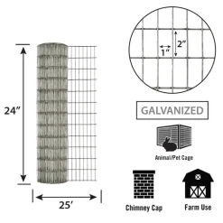 IronRidge 24 in. H X 25 ft. L Galvanized Steel Welded 1 in. X 1 in. in.