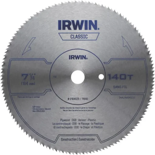 Irwin 7-1/4 in. D X 5/8 in. S Steel Circular Saw Blade 140 teeth (Pack of 10)