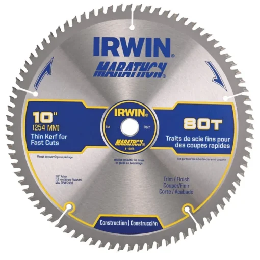 Irwin Marathon 10 in. D X 5/8 in. Carbide Circular Saw Blade 80 teeth 1 pk