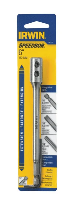 Irwin Speedbor 6 in. Steel Wood Boring Bit Extension 1/4 in. Quick-Change Hex Shank 1 pc