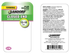 Jandorf 12-10 Ga. Insulated Wire Terminal Closed End Clear 5 pk