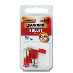 Jandorf 22-18 Ga. Insulated Wire Male Bullet Red 5 pk