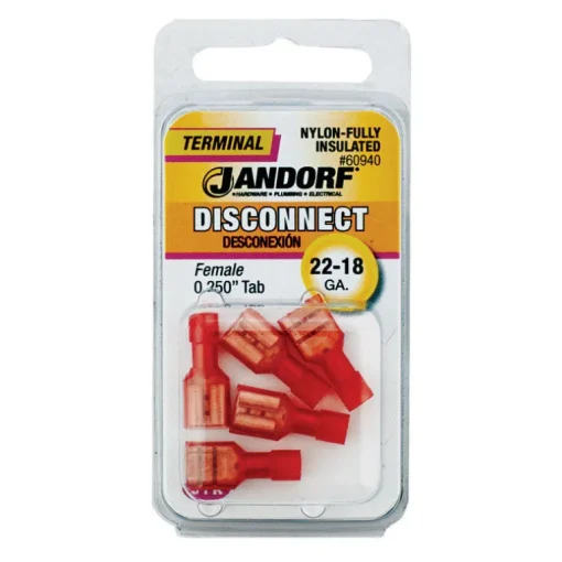 Jandorf 12-10 Ga. Insulated Wire Terminal Ring Yellow 5 pk