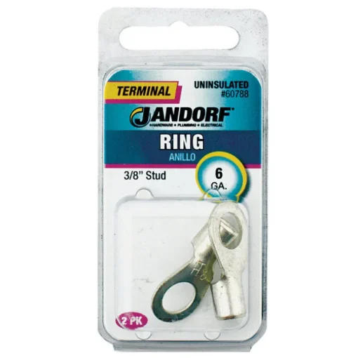 Jandorf 6 Ga. Uninsulated Wire Terminal Ring Silver 2 pk