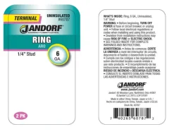 Jandorf 6 Ga. Uninsulated Wire Terminal Ring Silver 2 pk
