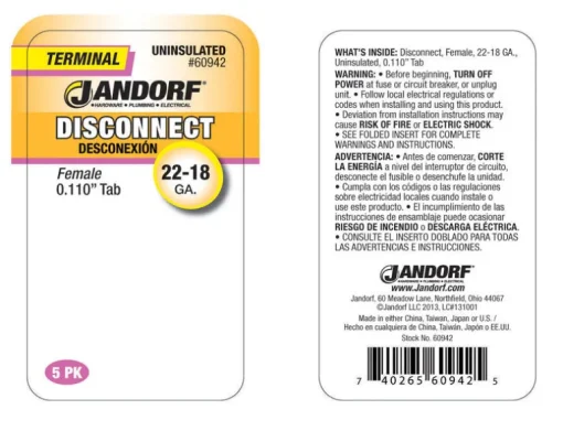 Jandorf 22-18 Ga. Uninsulated Wire Female Disconnect Silver 5 pk